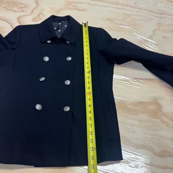 Brooks Brothers Petite Wool Blend Double Breasted Pea Coat Jacket Navy 10P - Picture 14 of 15